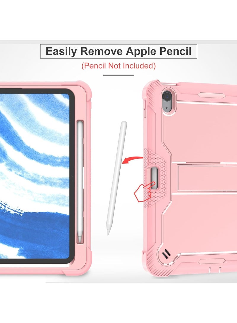 Kids Case Compatible with iPad Air 11 inch 7th Generation (M3) 2025, 3 in 1 Hybrid Shockproof Silicone Gel Protective Tablet Cover Built In Stand (Rose Gold) - Image 5